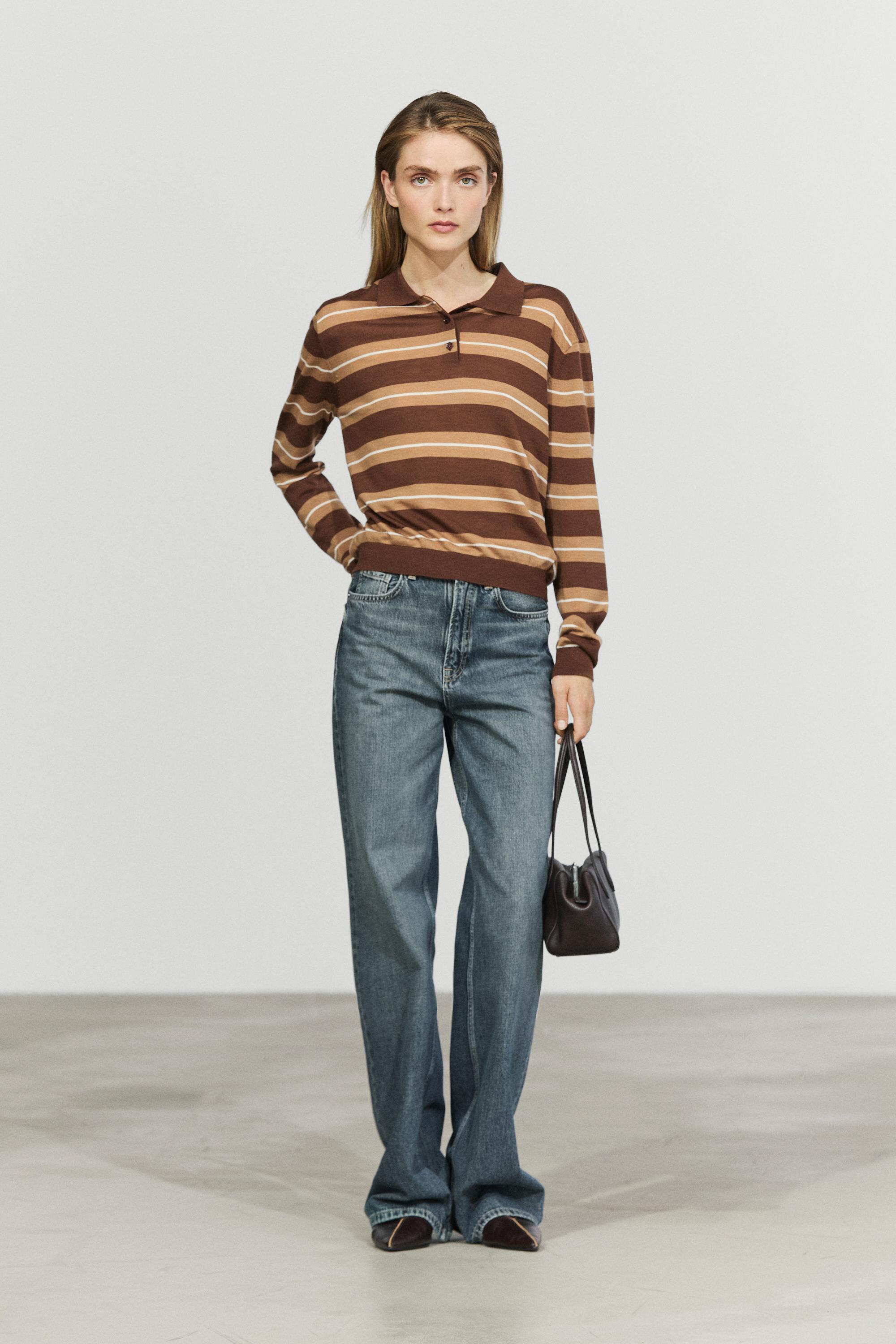Striped polo sweater